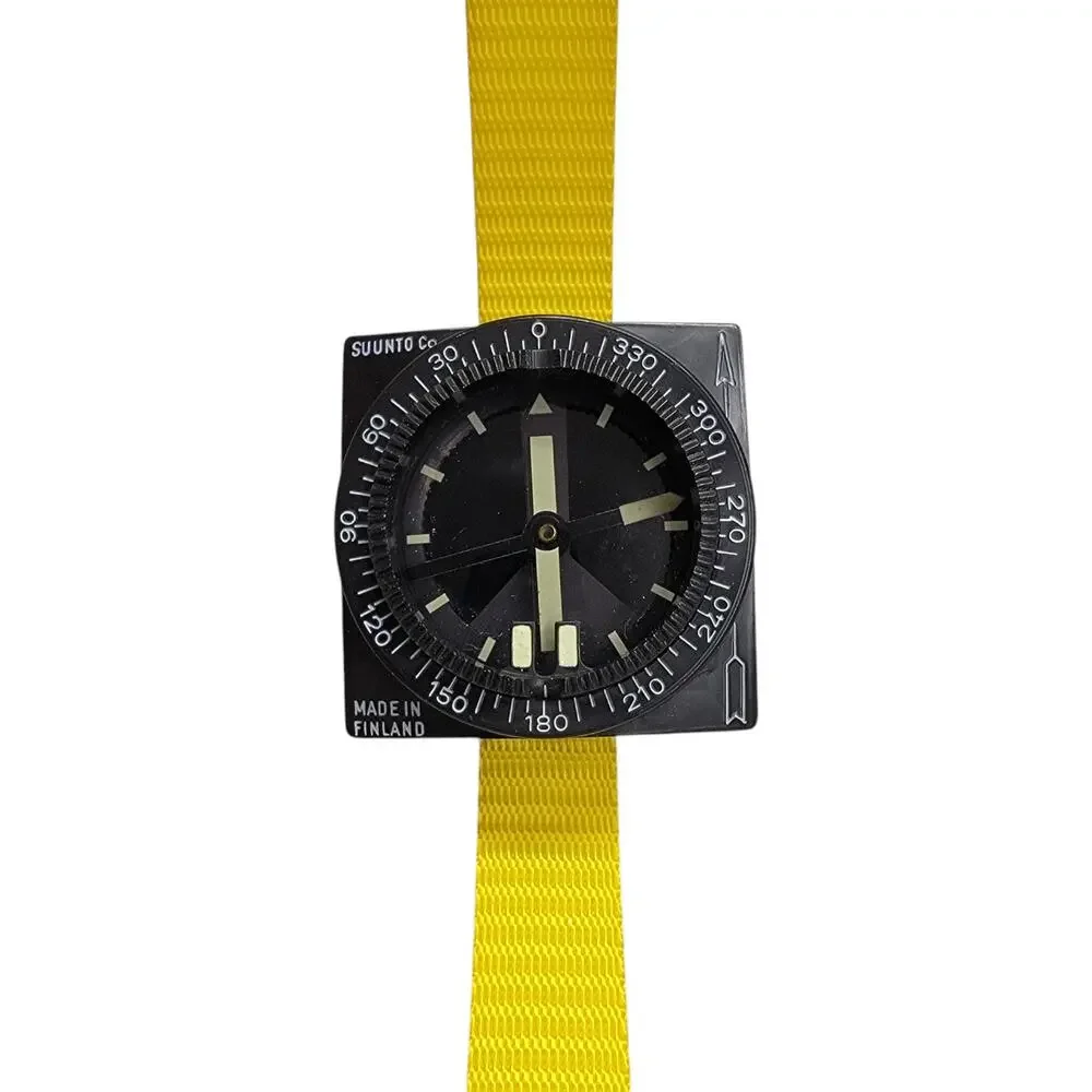 Vintage Suunto Wrist Dive Compass Square Scuba Yellow Strap Made in Finland
